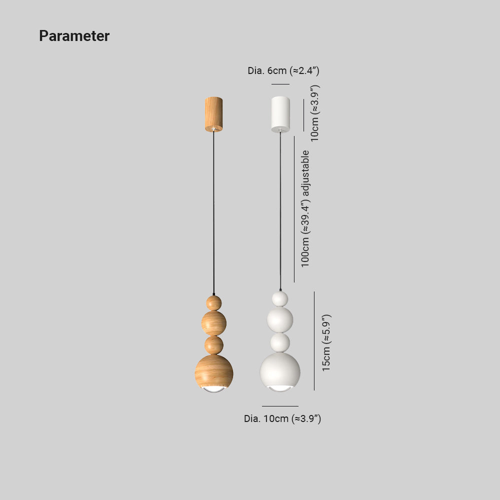 Muto Vintage LED Pendant Globe Light White Metal Wood Bedroom - Lumpaz