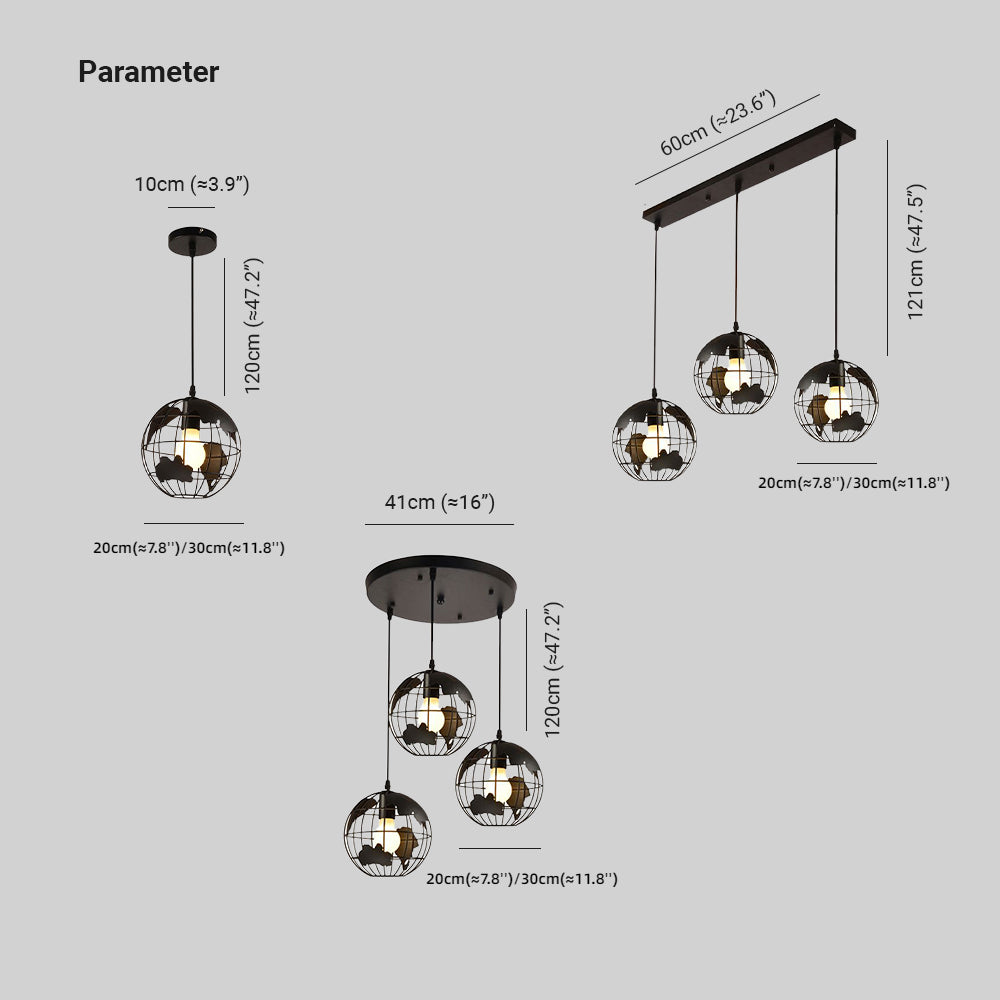 Alessio Cluster Globe Pendant Light, Black & White - Lumpaz