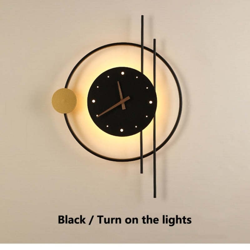 Nielsen Wall Lamp Clock, Black & Gold,  Iron & Acrylic - Lumpaz