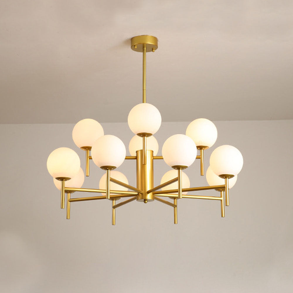 Alessio Modern Globe Bubble Metal/Glass Pendant Light, Gold/Black - Lumpaz
