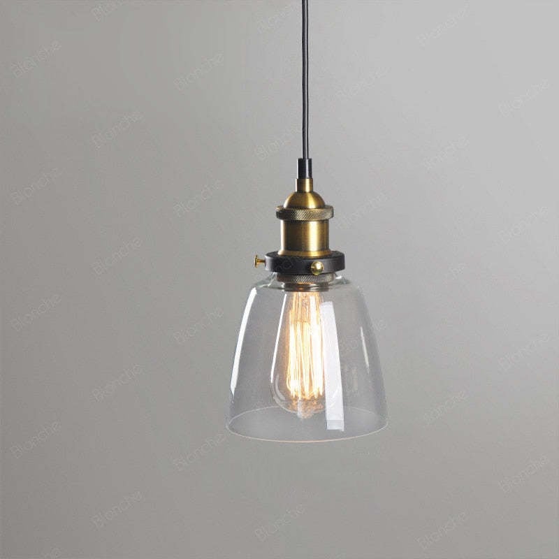 Levy Industrial Metal/Glass Pendant Light Clear/Amber/Smoke Gray Dining Room - Lumpaz
