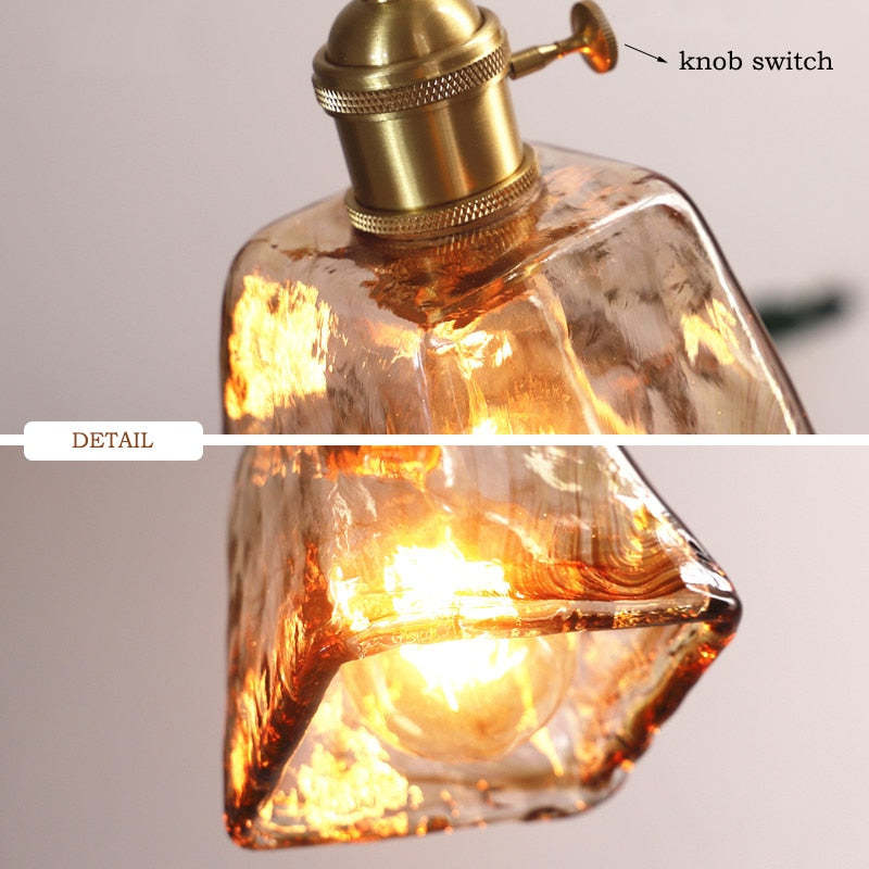 Levy Vintage Style Industrial Pendant Light Retro Metal Glass Brass - Lumpaz