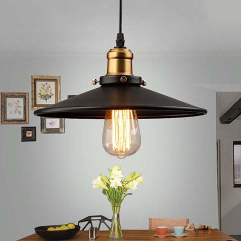 Alessio Modern Industrial Pot Metal Pendant Light, Black - Lumpaz