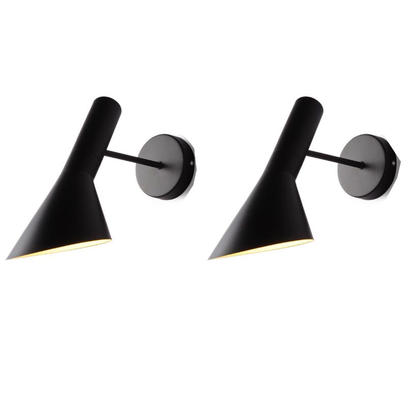Brady Modern Cone Metal Wall Lamp, Black/White - Lumpaz