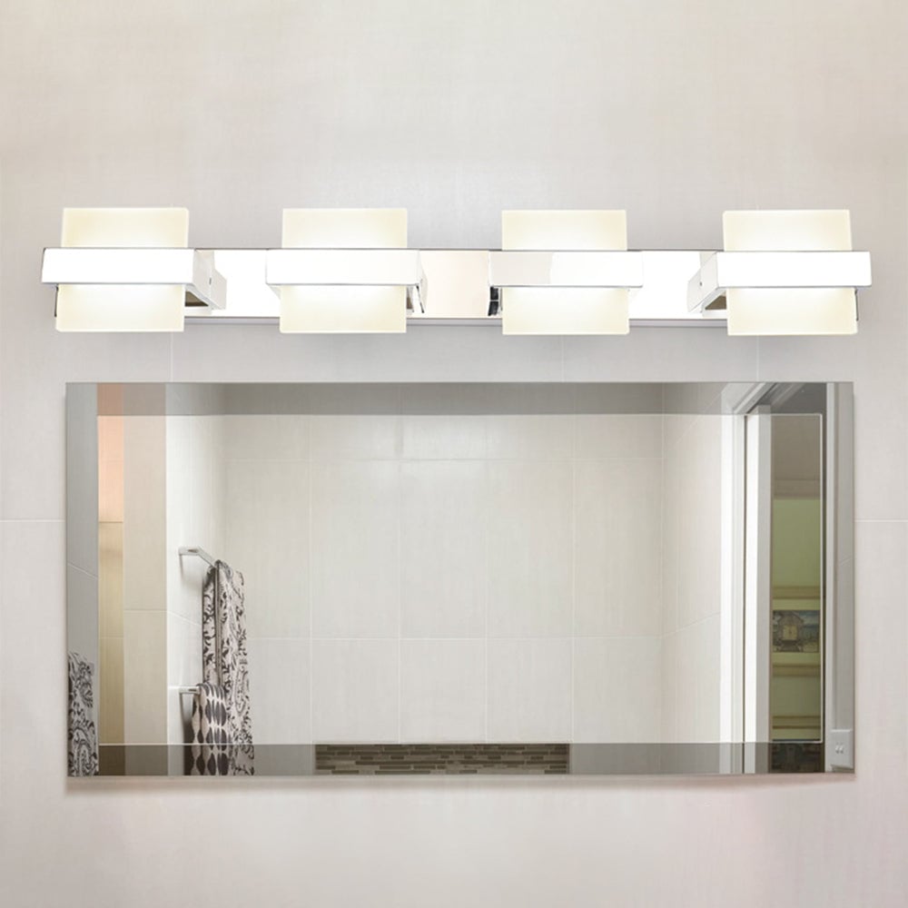 Leigh Modern Square Metal/Acrylic Wall Lamp, Silver, Bathroom - Lumpaz