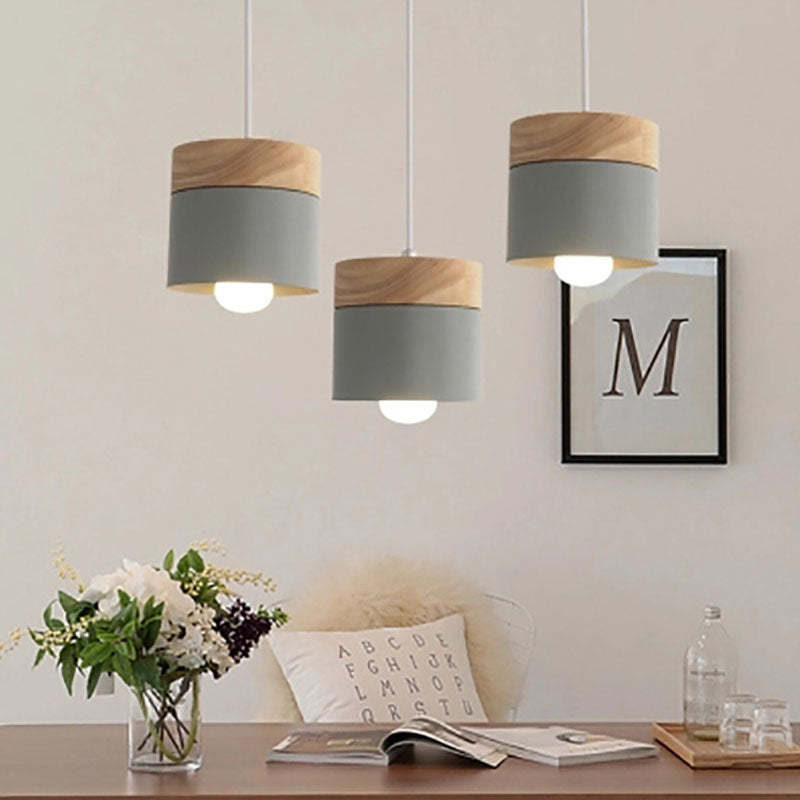 Morandi Modern Can Shape Metal/Wood Pendant Light - Lumpaz
