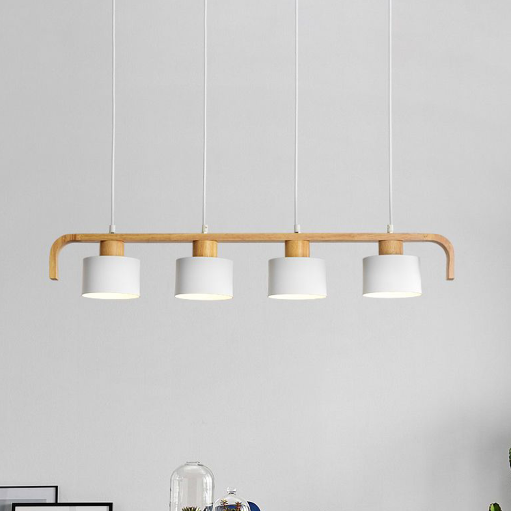Morandi Pendant Light Cylinder Nordic, Bamboo, White/Green/Gray, Bedroom - Lumpaz