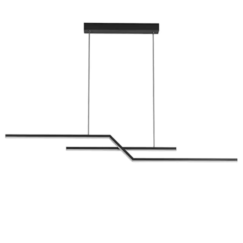 Parallel Fold Linear Pendant Light, Black/Gold, Living Room - Lumpaz