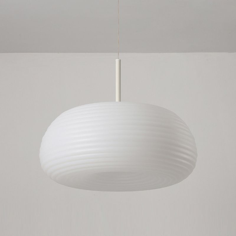 Renée Drum Shape White Pendant Light, Metal & Acrylic - Lumpaz