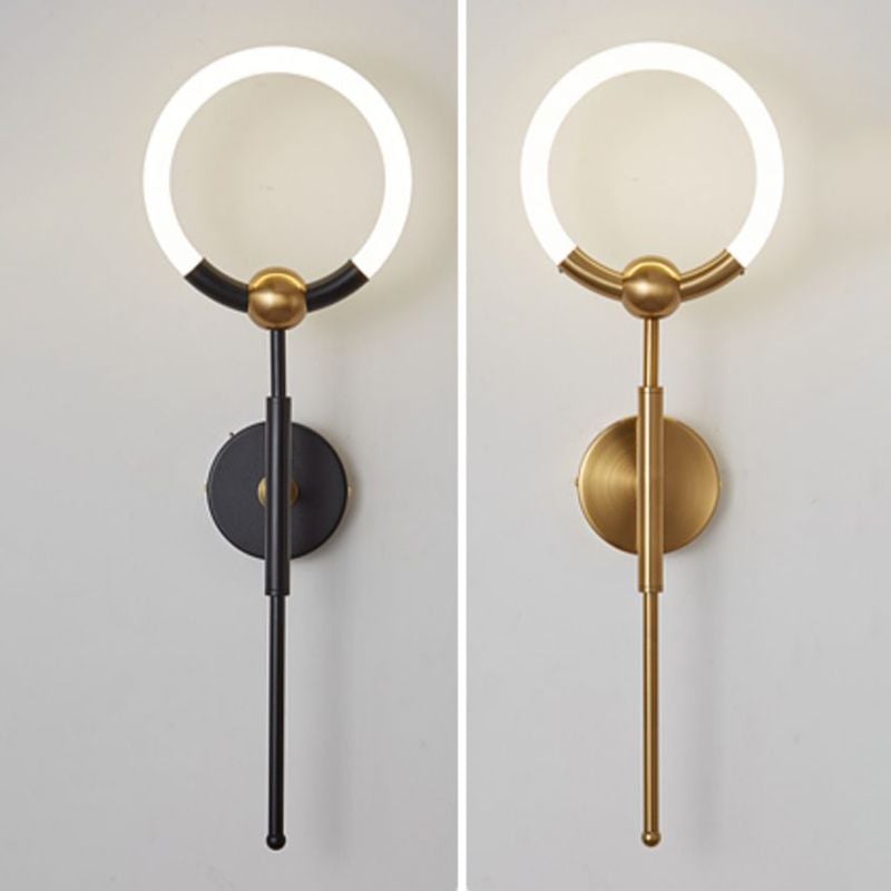 Arisha Modern Ring Vanity Wall Lamp, Black/Gold, Bathroom - Lumpaz