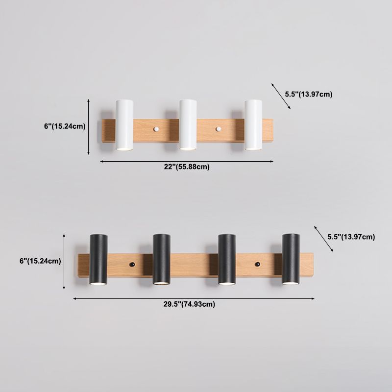 Freja Modern Cylinder Metal Wall Lamp, Black/White - Lumpaz