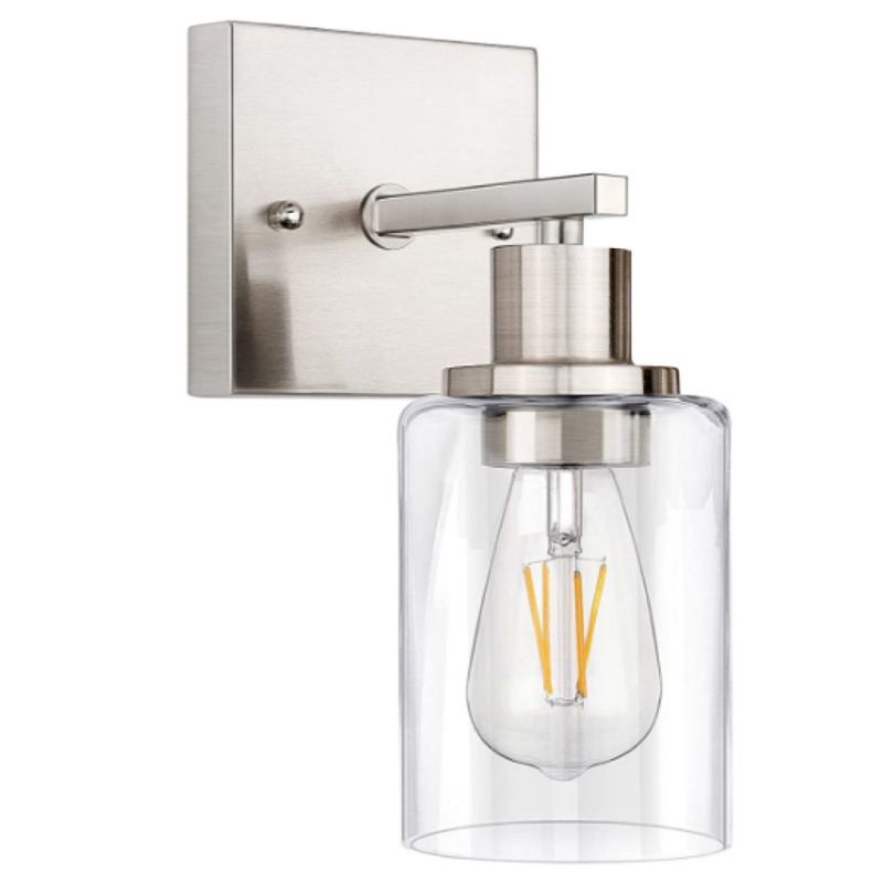 Alessio Modern Mirror Front Black Vanity Wall Lamp, Metal/Glass - Lumpaz