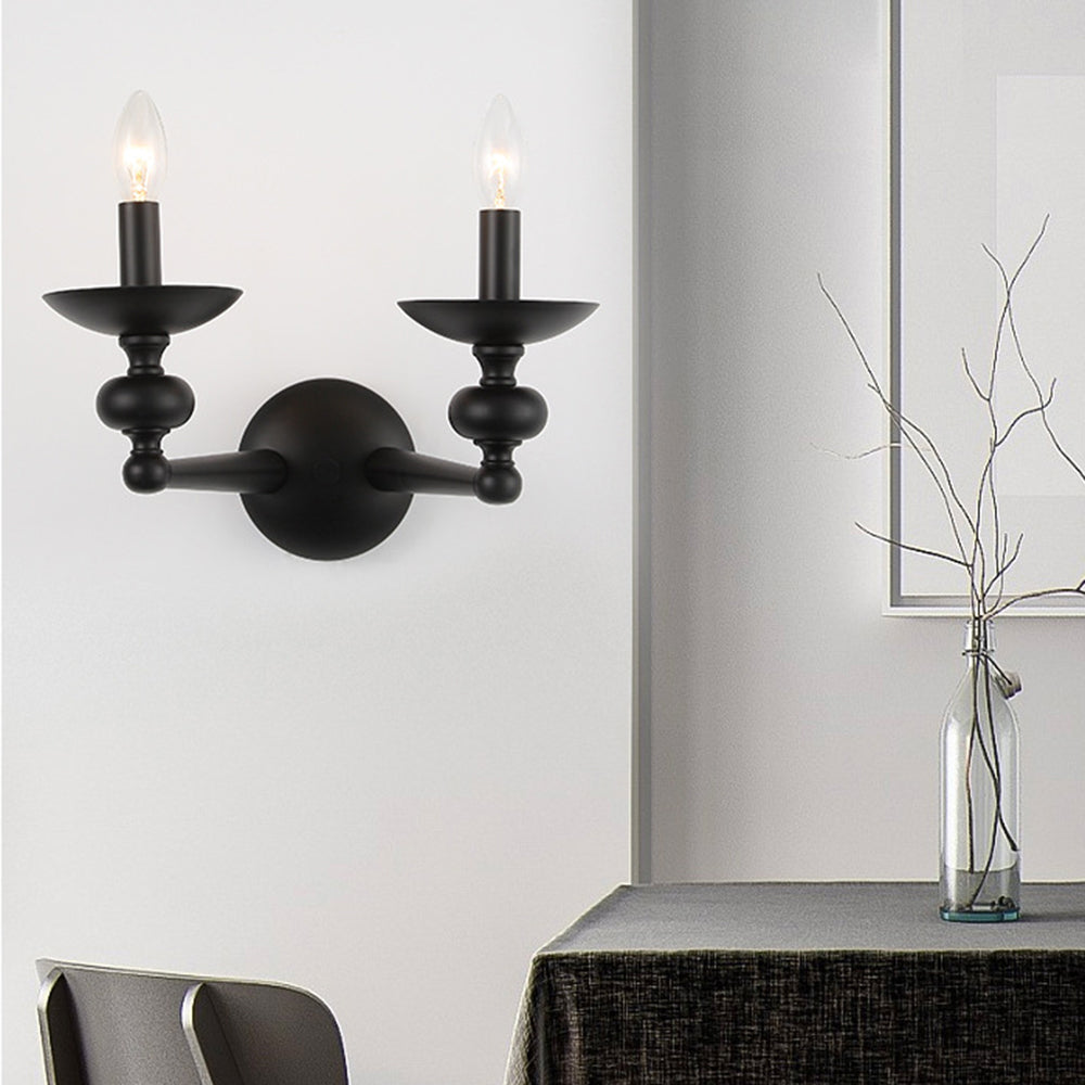 Alessio Retro Candle Wall Lamp/Black Chandelier for Living Room, Dining Room - Lumpaz