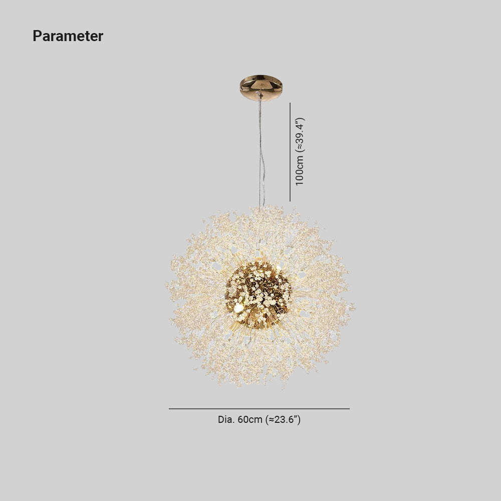 Lili Elegant Dandelion Metal/Acrylic Pendant Light, Gold/Chorme - Lumpaz