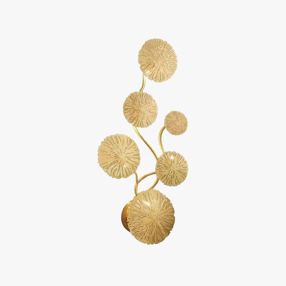 Knox Modern Metal Round Lotus Leaf Wall Lamp, Gold - Lumpaz