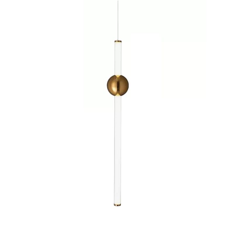 Edge Modern Linear Metal Pendant Light, White/Gold - Lumpaz