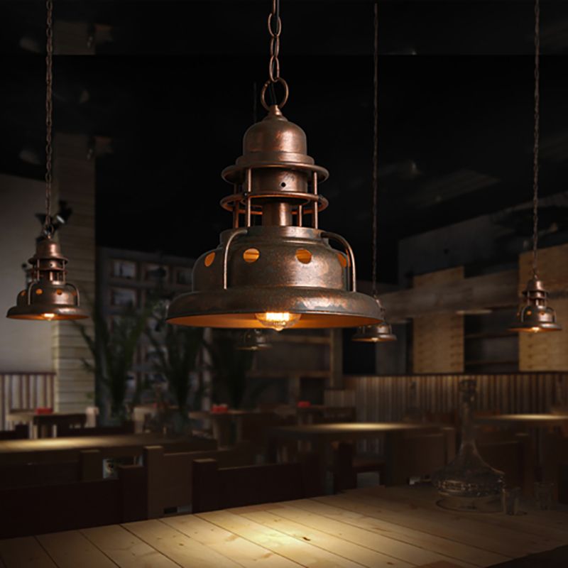 Alessio Industrial Retro Vintage Pull Cnain Pendant Light, Brass, Metal - Lumpaz