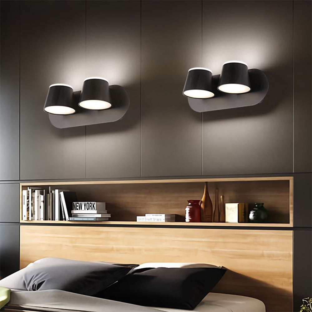 Cooley Modern Cylindrical Metal Mirror Front Wall Lamp, Black - Lumpaz