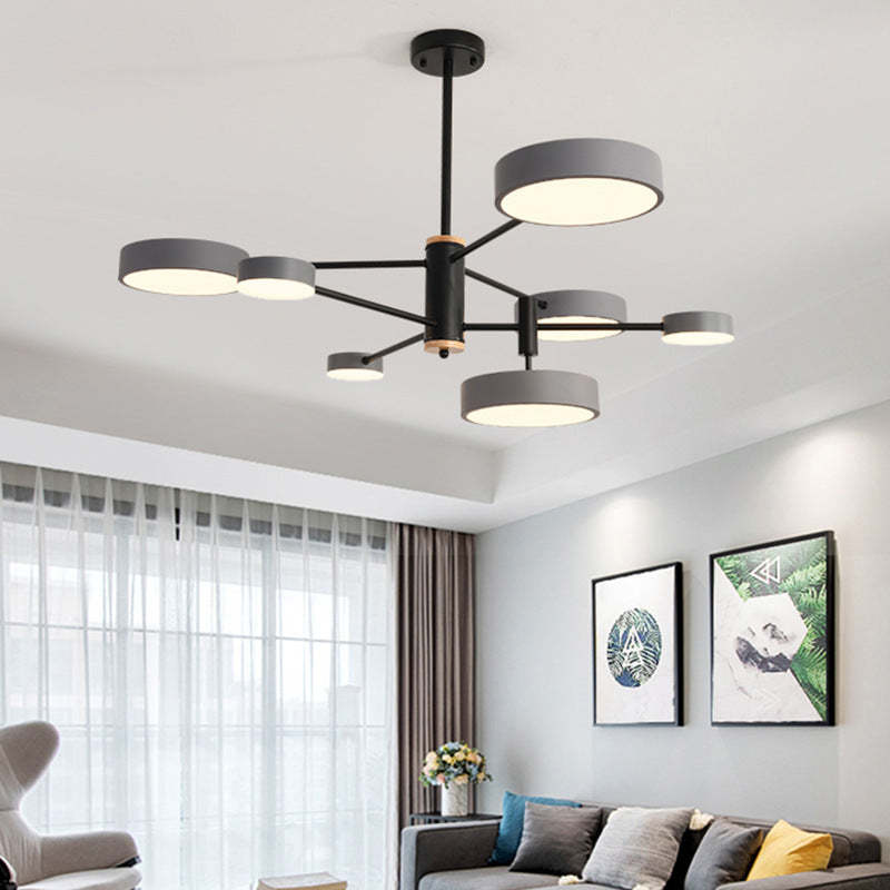 Sienna Pendant Light LED, Metal & Wood, Gray/White/Gold - Lumpaz