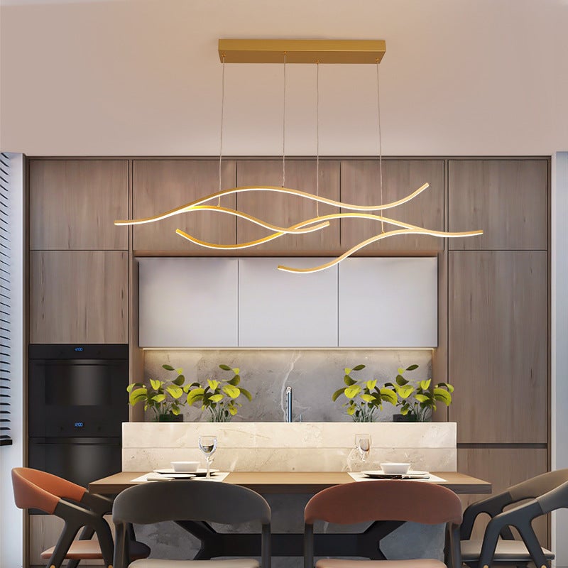 Pendant Light, Multi-Curved, Black/Gold, Metal - Lumpaz