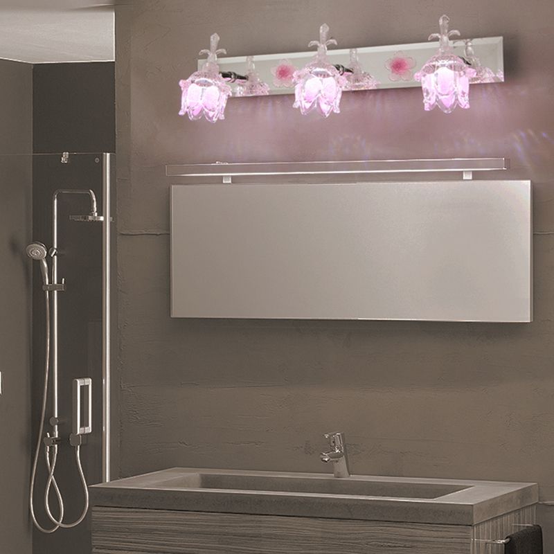 Félicie Modern Flower Vanity Wall Lamp, Pink, Bathroom - Lumpaz