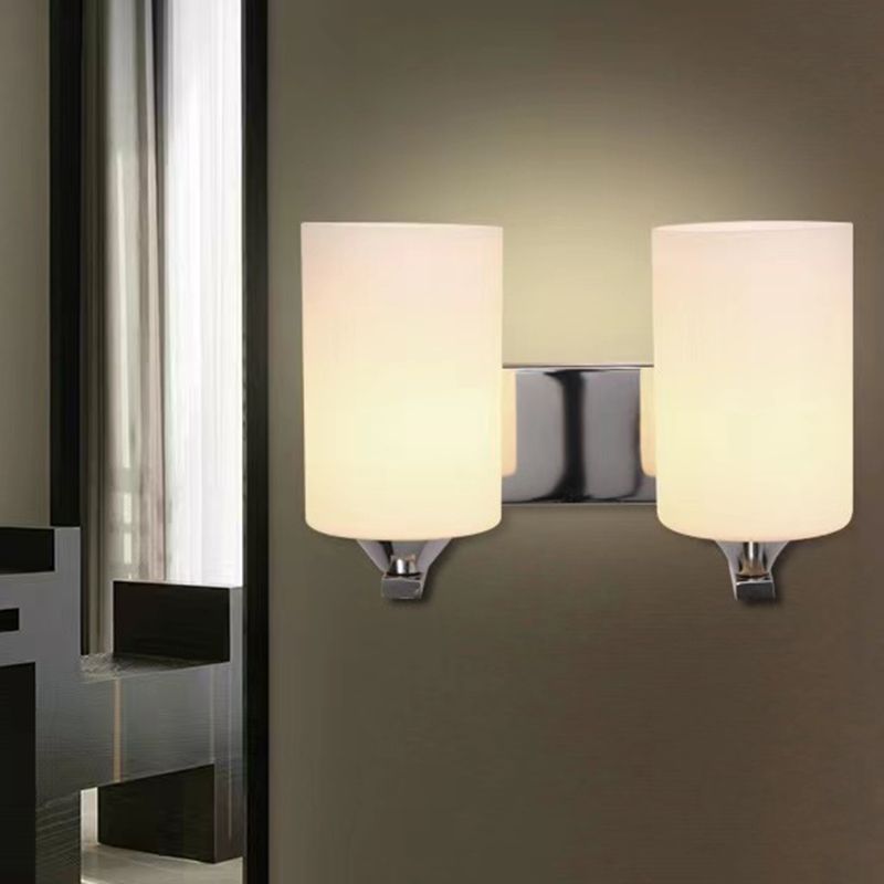 Eryn Modern Cylinder Metal Vanity Wall Lamp, Black/Chrome - Lumpaz