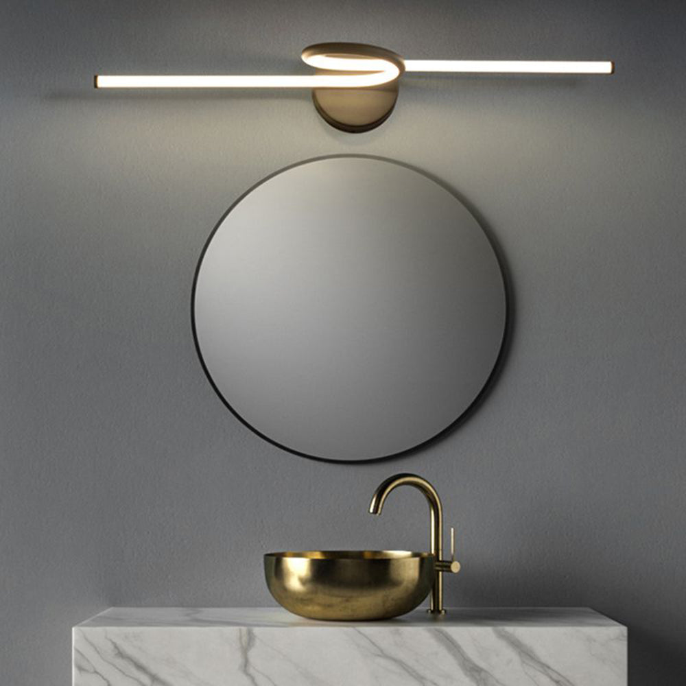 Leigh Foldable curved Vanity Mirror Front Wall Lamp, Black/Brass - Lumpaz
