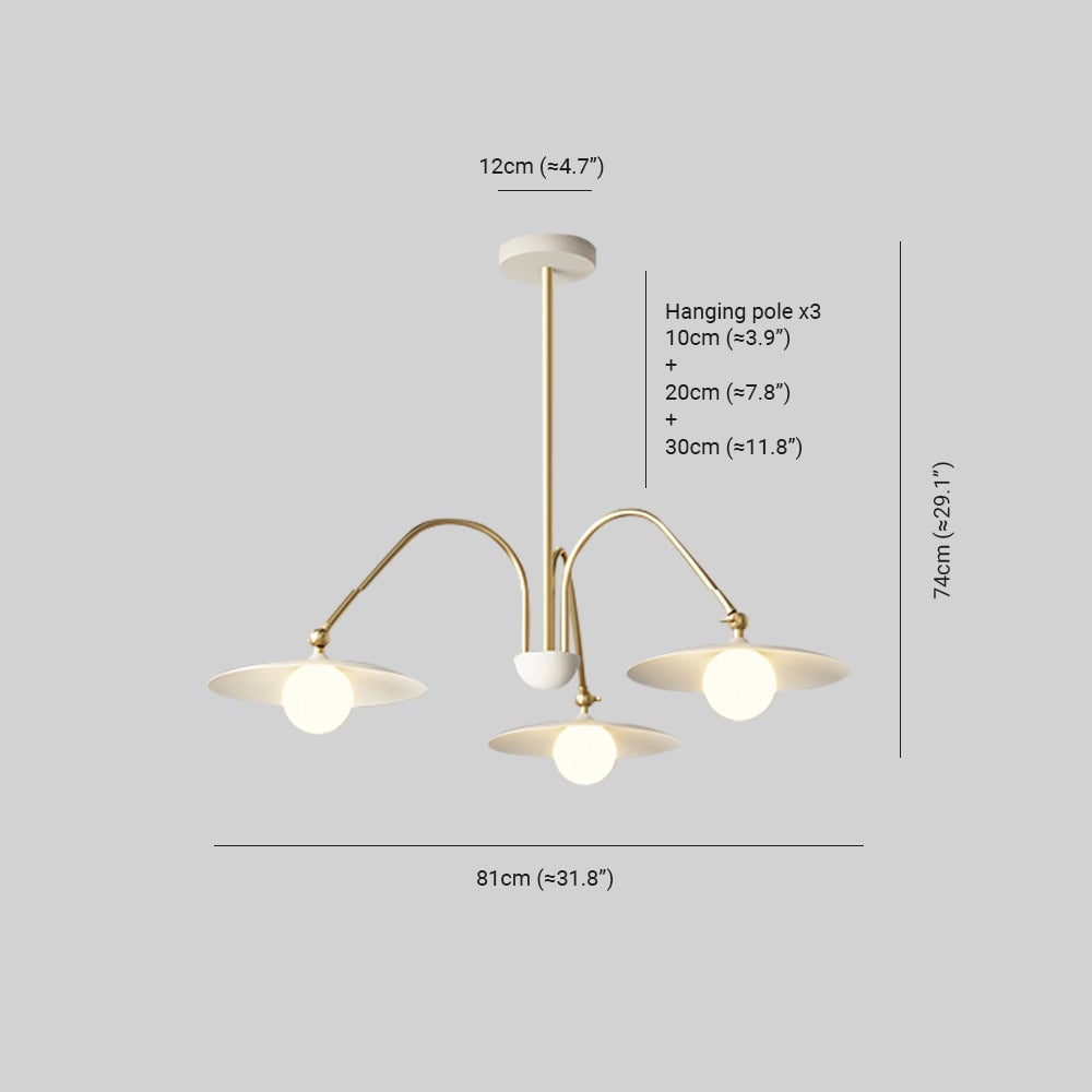 Cairns Minimalist Blown Metal Pendant Light, White/Gold - Lumpaz