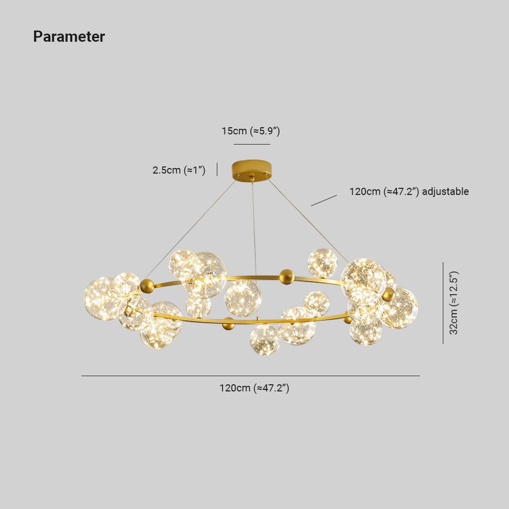 Valentina Art Deco Globe Metal/Glass Chandelier, Black/Gold - Lumpaz