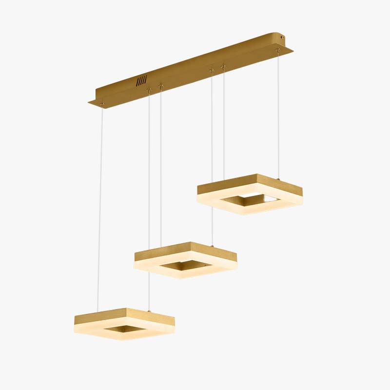 Raheel Modern Gold Cluster 3 Lights Pendant Light, Square - Lumpaz