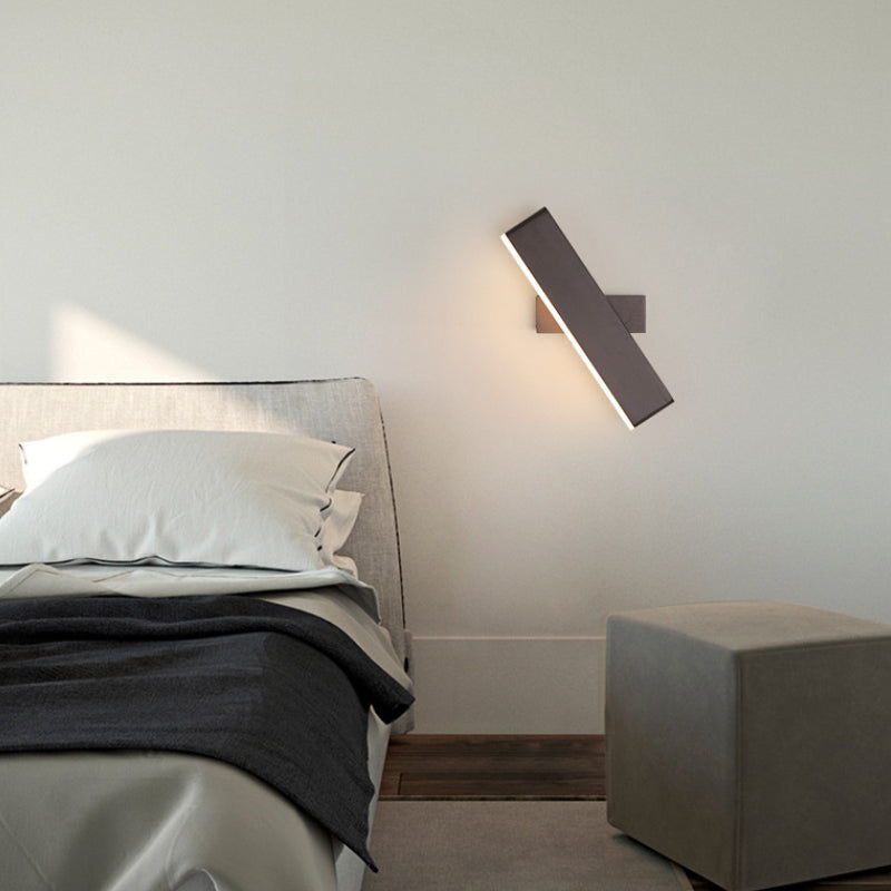 Aqsa Modern Rectangular Metal Rotatable Wall Lamp, Black/Gold/Brown - Lumpaz