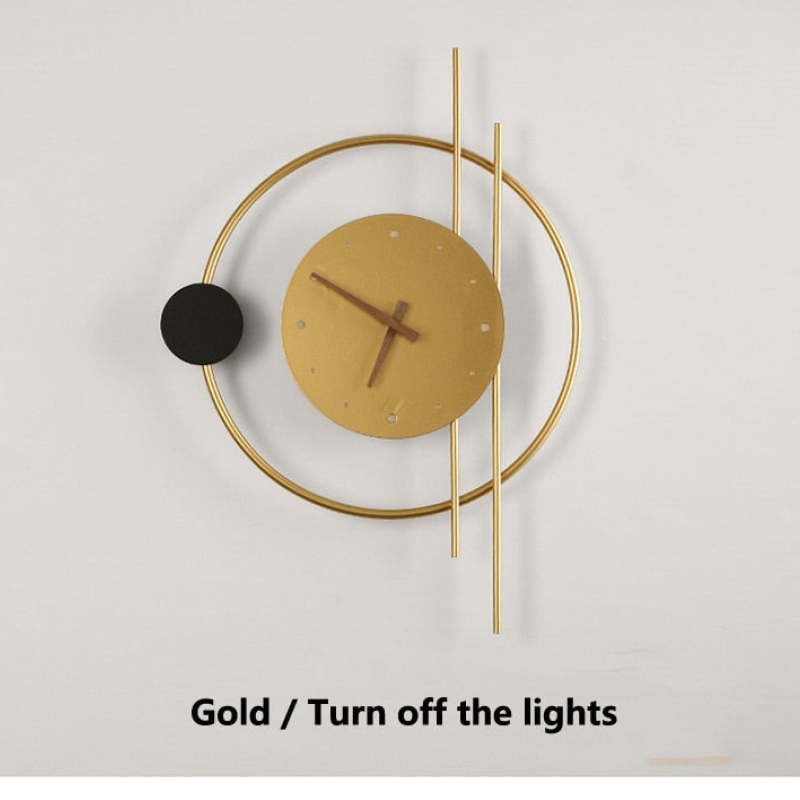 Nielsen Wall Lamp Clock, Black & Gold,  Iron & Acrylic - Lumpaz