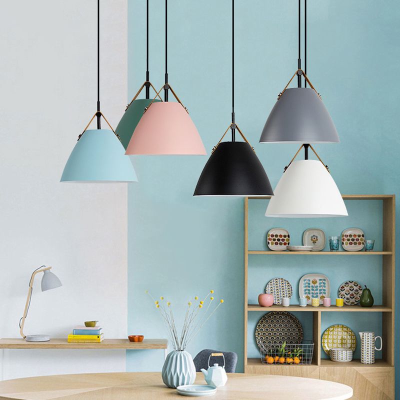 Morandi Modern Frisbee Shaped Metal Pendant Light, Black/White - Lumpaz