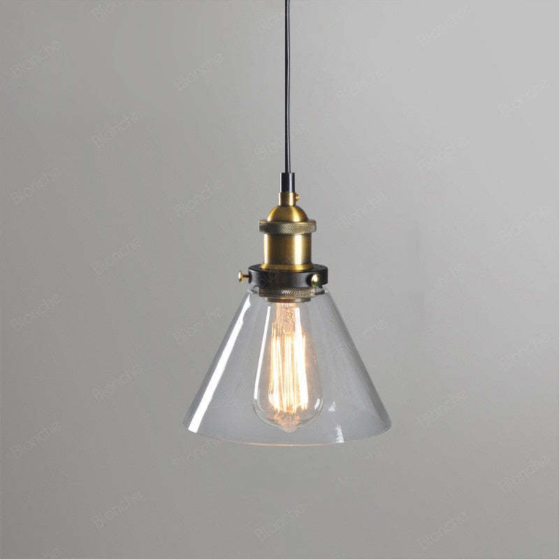 Levy Industrial Metal/Glass Pendant Light Clear/Amber/Smoke Gray Dining Room - Lumpaz
