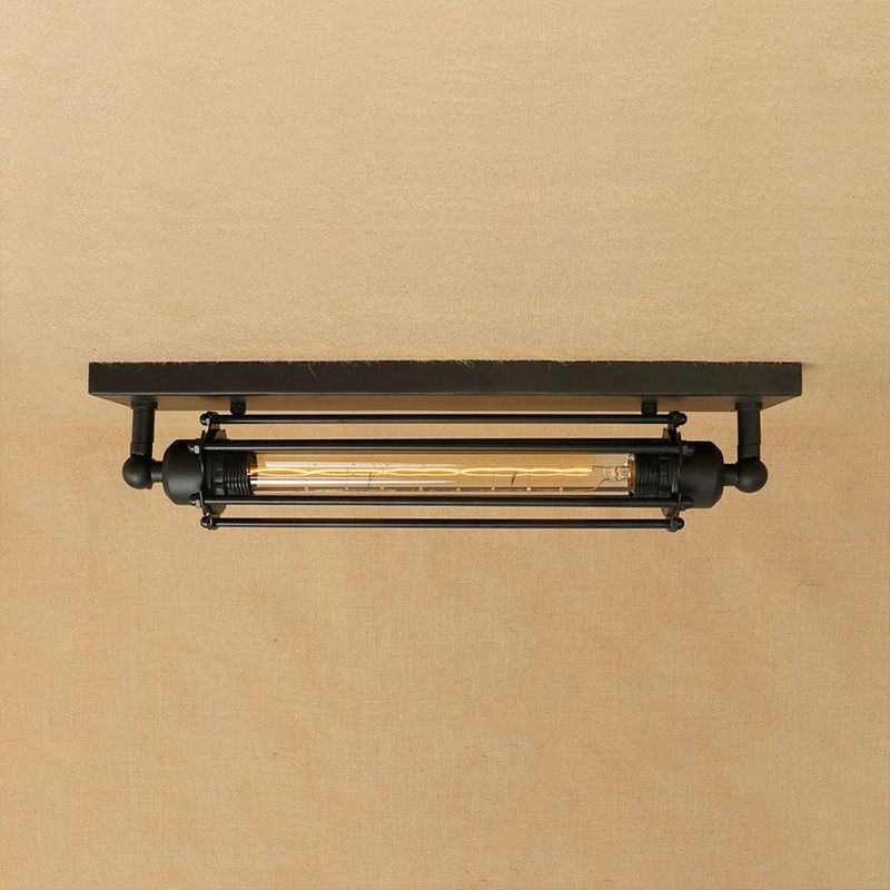 Orr Industial Rectangular Metal/Glass Wall Lamp, Black - Lumpaz