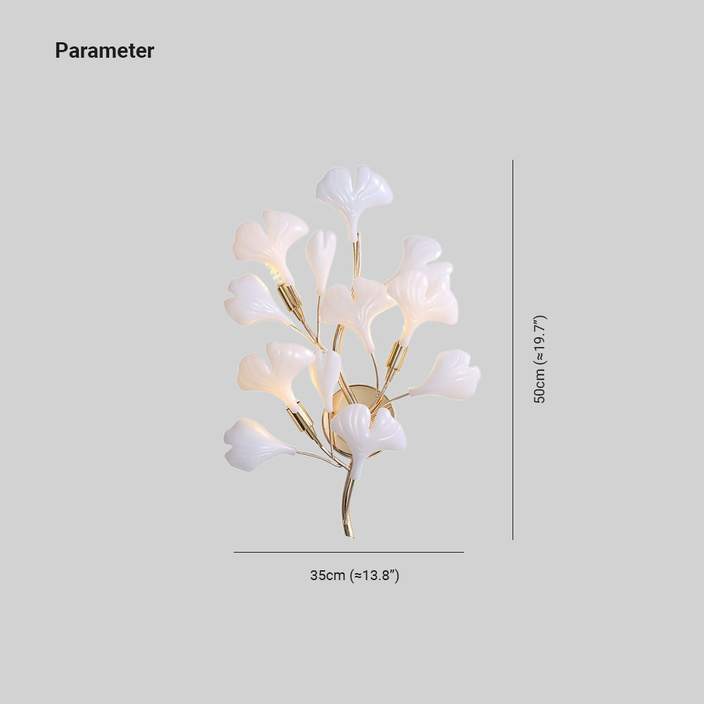 Olivia Decorative Flower Ceramic/Metal Wall Lamp White/Gold Bedroom - Lumpaz