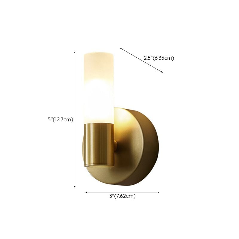 Leigh Modern Cylindrical Metal Led Wall Lamp, Gold - Lumpaz
