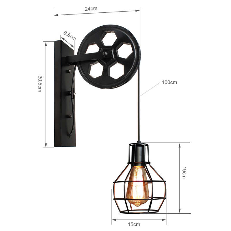 Alessio Wall Lamp Retro, Metal, Rust/Bronze/Black, Bedroom - Lumpaz