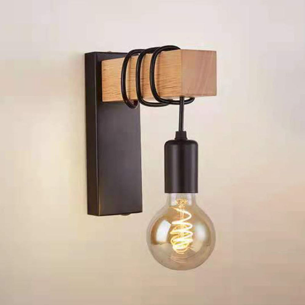 Alessio Wall Lamp Bulb Industrial, Metal, Black/White, Living Room - Lumpaz