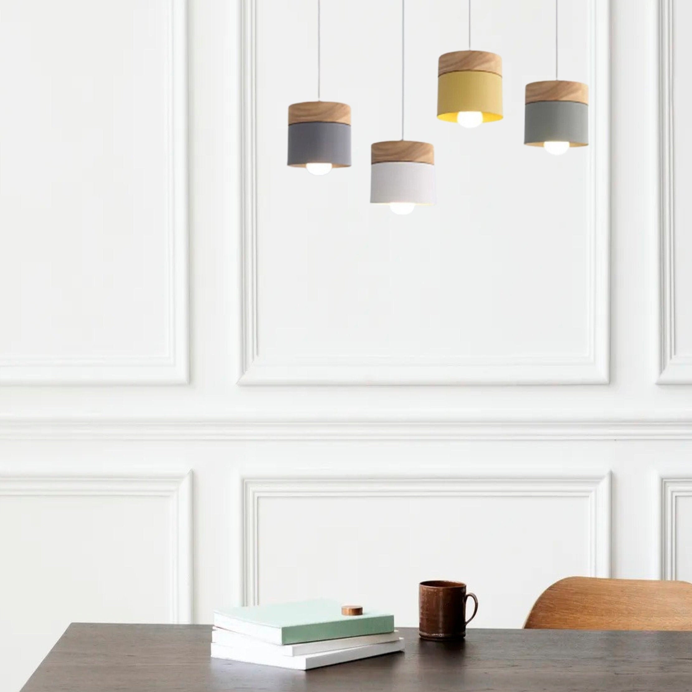 Morandi Modern Can Shape Metal/Wood Pendant Light - Lumpaz