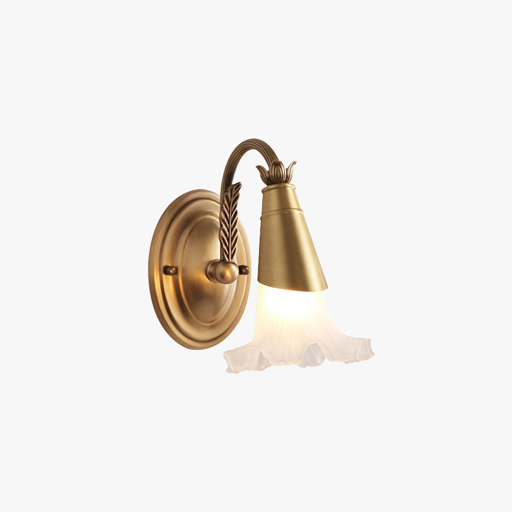 Félicie Nordique Retro Flower Metal/Glass Wall Lamp, Gold - Lumpaz