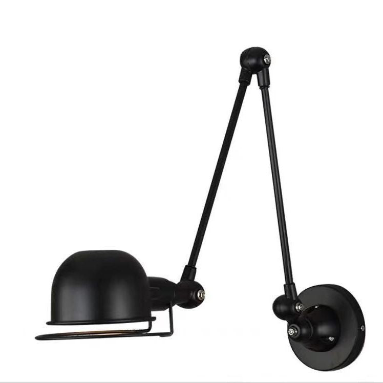 Brady Wall Lamp Dome Modern, Metal Arm Adjustable, Black/White, Bedroom - Lumpaz