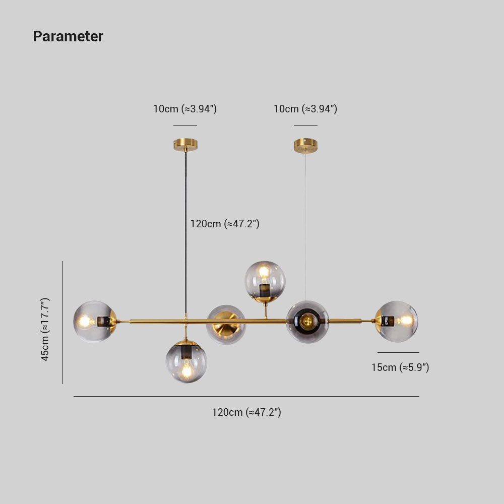 Valentina Modern Bubble Metal/Glass Pendant Light, Gold - Lumpaz