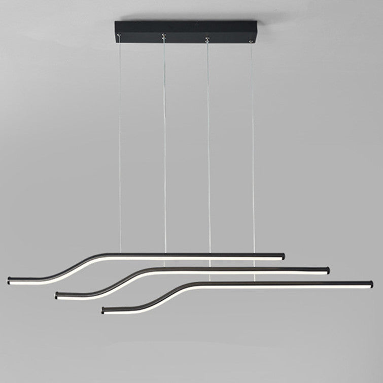 Minimalist Tri-Curved Metal Pendant Light, White/Black - Lumpaz