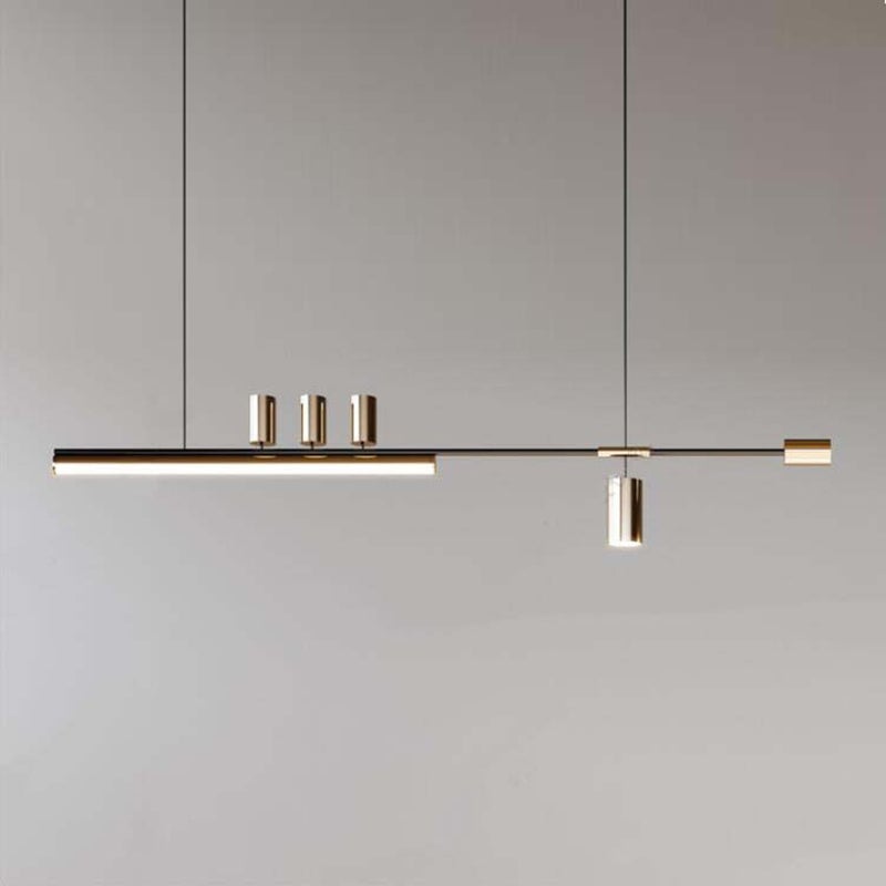 Edge Modern Minimalist Liner Metal/Acrylic Pendant Light, Gold/Black - Lumpaz