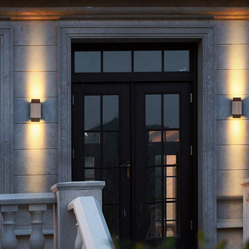 Orr Modern Round/Rectangular Metal/Acrylic Outdoor Wall Lamp, Black - Lumpaz