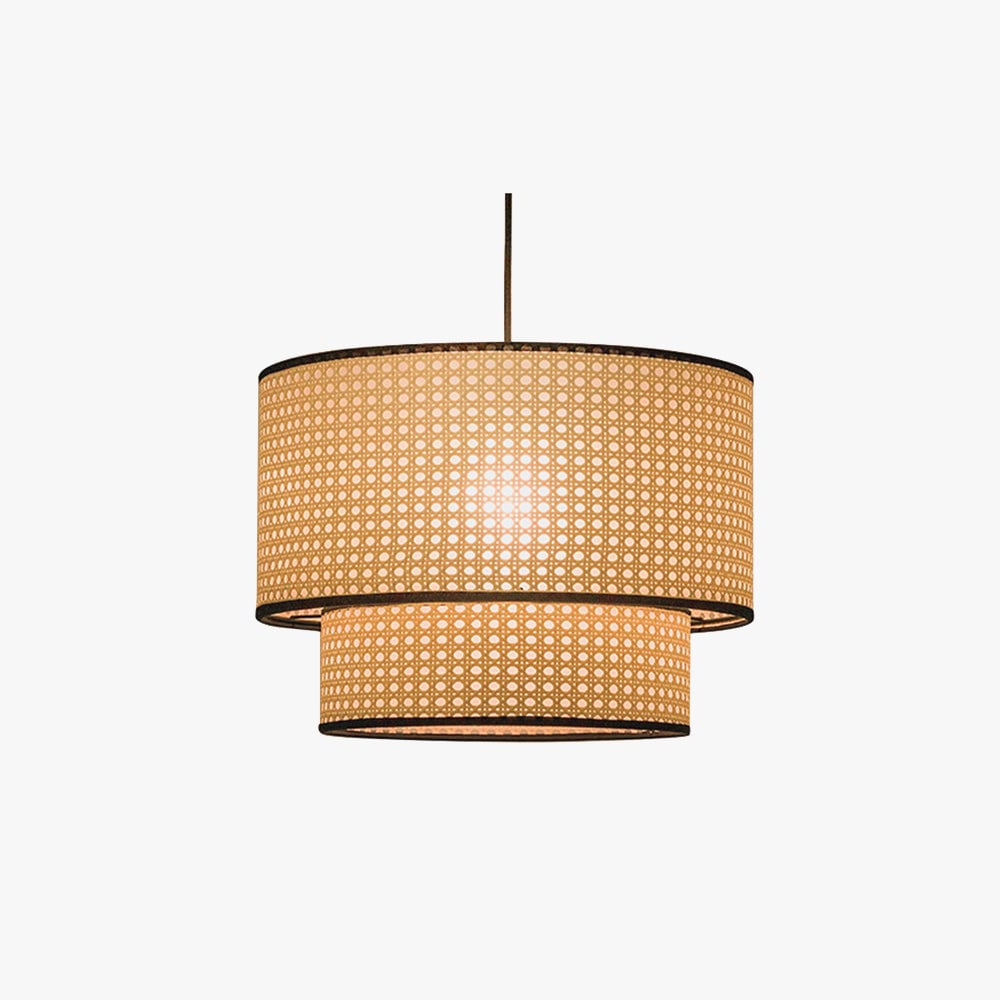 Ritta Japanese Rattan Pendant Light, Double-Layer - Lumpaz