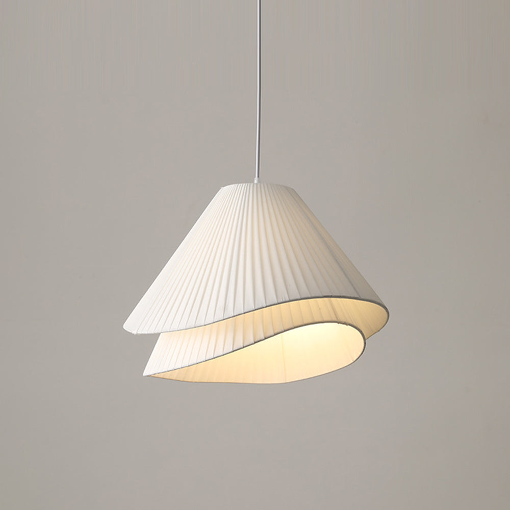 Renée Minimalist Double Overlap Fabric LED Pendant Light, White - Lumpaz