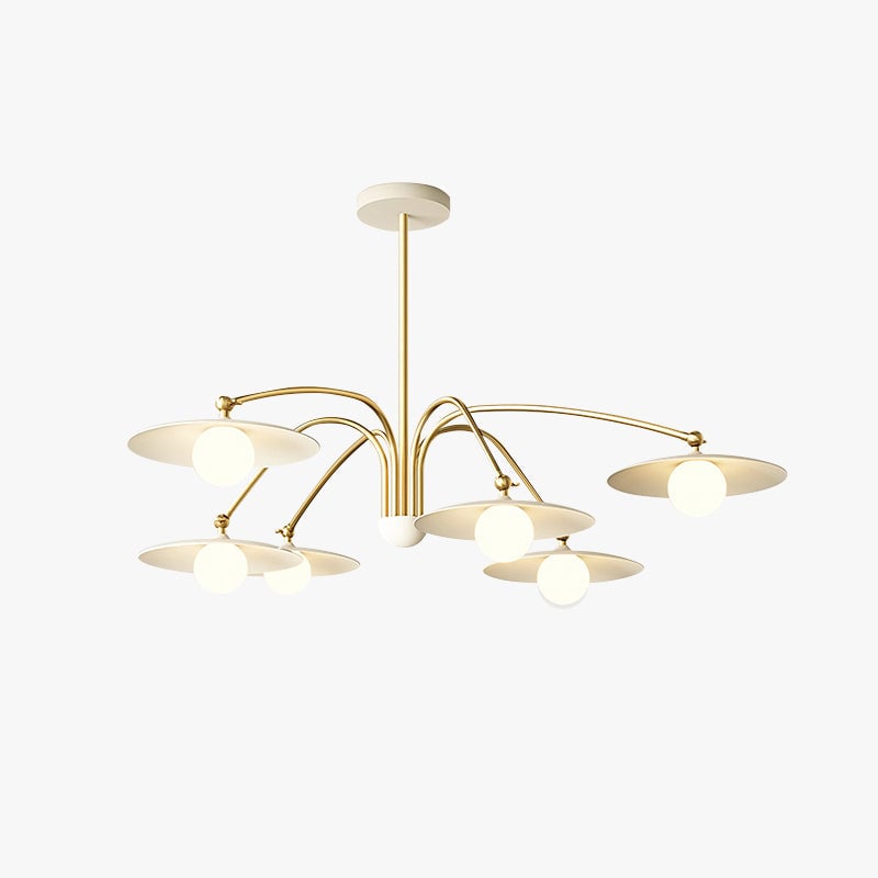Cairns Minimalist Blown Metal Pendant Light, White/Gold - Lumpaz