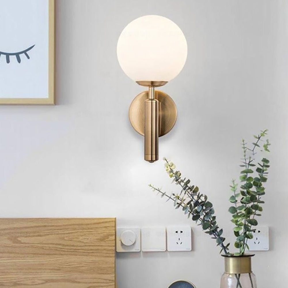 Valentina Wall Lamp Modern Globe, Metal/Glass, Black/Gold, Hallway - Lumpaz